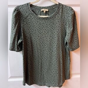 Democracy Olive Polka Dot Short Sleeve Tee